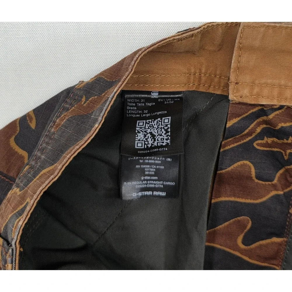 G‑Star‎ RAW 3301 Cargo Pants 31x32 Rodeo Island Camo Ripstop NWT $210 Straight